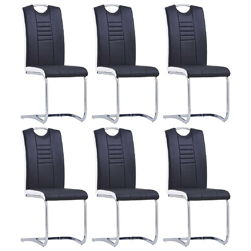 Maison Chic Lot de 6 Chaises à manger cantilever,Chaises à dîner noir similicuir -MN14416