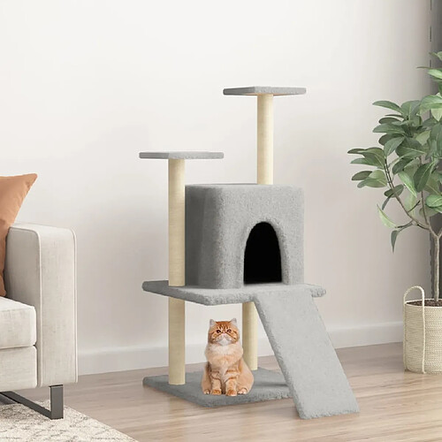 Arbre à chat avec griffoirs,niche pour chat en sisal gris clair 110 cm -MN64038