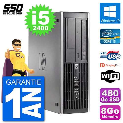 PC HP Compaq 6200 Pro SFF Intel i5-2400 RAM 8Go SSD 480Go Windows 10 Wifi · Occasion