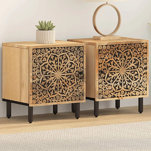 Maison Chic Lot de 2 Tables de chevet - Tables de Nuit 40x33x46 cm Bois de manguier solide