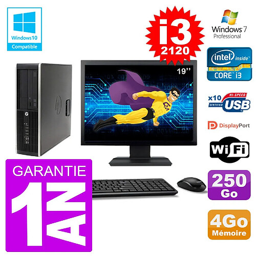 PC HP 6200 SFF Ecran 19" Intel i3-2120 RAM 4Go Disque 250Go Graveur DVD Wifi W7 · Occasion