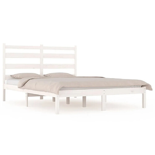 Maison Chic Lit Moderne Chambre - Cadre/structure de lit pour adulte Blanc Bois de pin massif 140x200 cm -MN56948