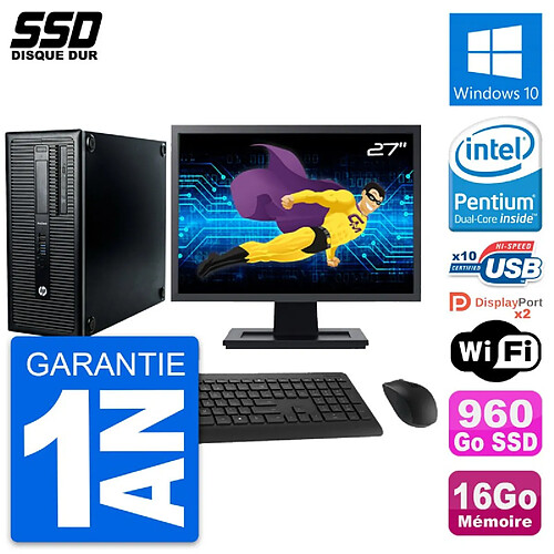 PC Tour HP ProDesk 600 G1 Ecran 27" G3220 RAM 16Go SSD 960Go Windows 10 Wifi · Occasion