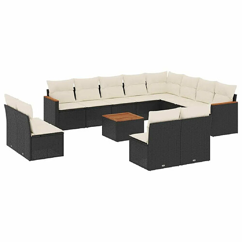 Maison Chic Salon de jardin avec coussins 13 pcs, Ensemble Tables et chaises de jardin, noir résine tressée -GKD616217