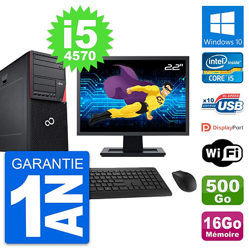 PC Tour Fujitsu P720 Ecran 22" i5-4570 RAM 16Go Disque 500Go Windows 10 Wifi · Occasion