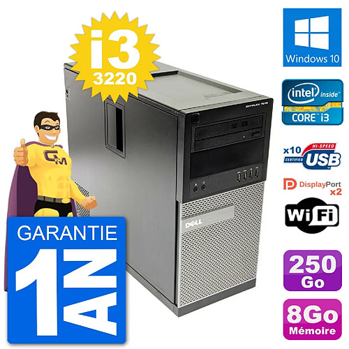 PC Tour Dell 7010 Intel Core i3-3220 RAM 8Go Disque Dur 250Go Windows 10 Wifi · Occasion