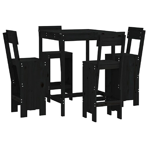 Maison Chic Table de bar et chaises d'extérieur 5 pcs,Ensemble de bar de jardin pour relax noir bois de pin massif -GKD168553