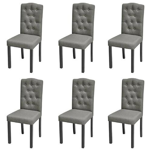 Maison Chic Lot de 6 Chaises à manger,Chaise pour cuisine gris tissu -MN27567