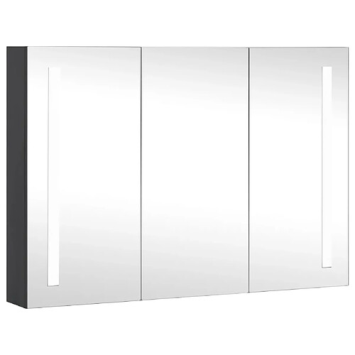 Helloshop26 Armoire de salle de bain à miroir led 89 x 14 x 62 cm noir 02_0006572