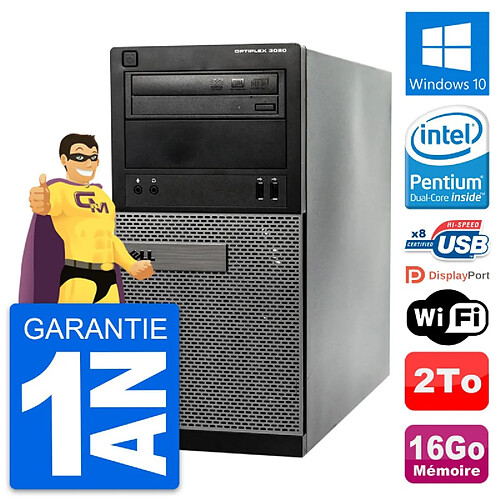 PC Tour Dell OptiPlex 3020 Intel G3220 RAM 16Go Disque Dur 2To Windows 10 Wifi · Occasion