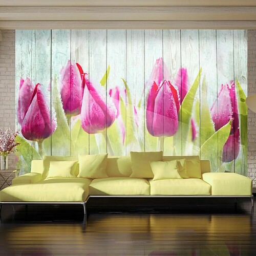 Paris Prix Papier Peint Tulips on White Wood 280 x 400 cm