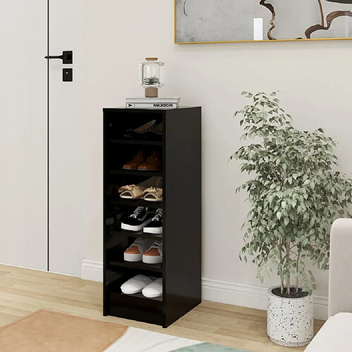 vidaXL Armoire à chaussures Noir 31,5x35x90 cm Bois d'ingénierie