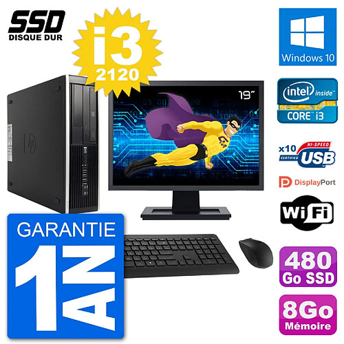 PC HP 8300 Elite SFF Ecran 19" Intel i3-2120 RAM 8Go SSD 480Go Windows 10 Wifi · Occasion