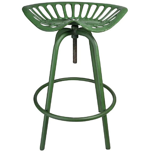 Esschert Design Tabouret avec assise de tracteur en métal Vert.