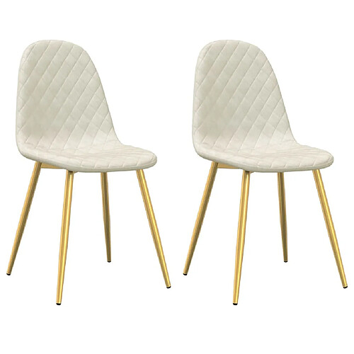 Maison Chic Lot de 2 Chaises à manger | Chaise de salle à manger cuisine crème velours -GKD26071