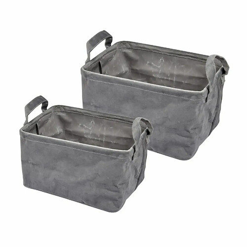 Paris Prix Lot de 2 Panières Rectangles Velvet 32cm Anthracite