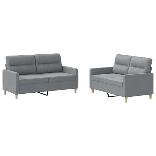 Maison Chic Ensemble de canapés 2 pcs avec coussins, Canapé droit Sofa pour Salon Gris clair Tissu -GKD308453