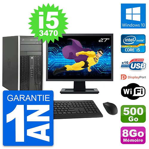 PC Tour HP Pro 6300 CMT Ecran 27" i5-3470 RAM 8Go Disque 500Go Windows 10 Wifi · Occasion