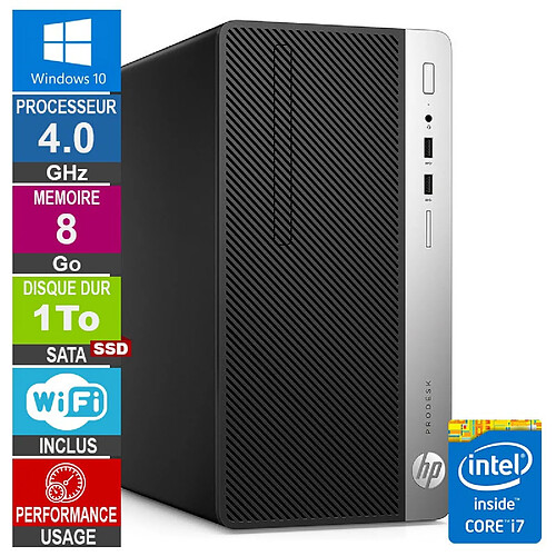 PC HP ProDesk 400 G4 MT i7-6700 4GHz 8Go/1To SSD Wifi W10 · Reconditionné