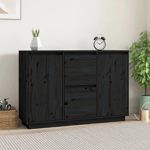 vidaXL Buffet Noir 111x34x75 cm Bois massif de pin