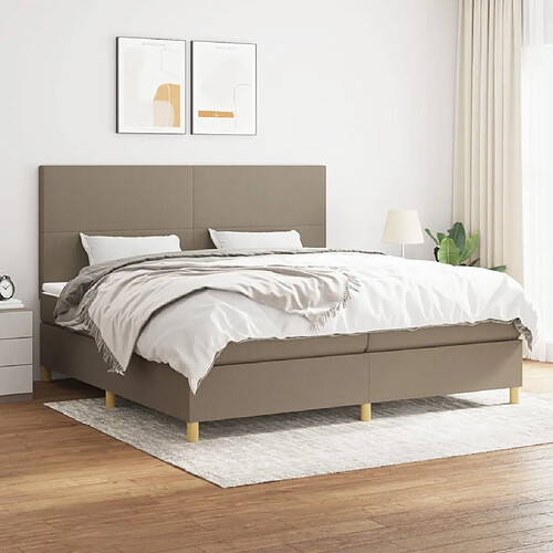 vidaXL Sommier à lattes de lit avec matelas Taupe 200x200 cm Tissu