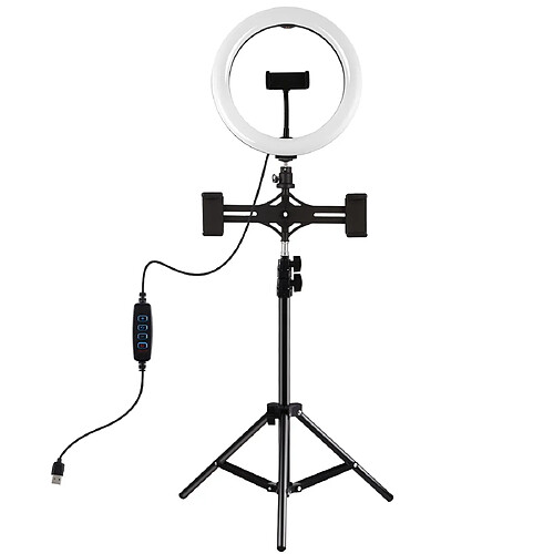 Yonis Kit Lumière Anneau LED 26cm Avec Support Double Téléphone et Trépied 1.1m Pour Vlogging