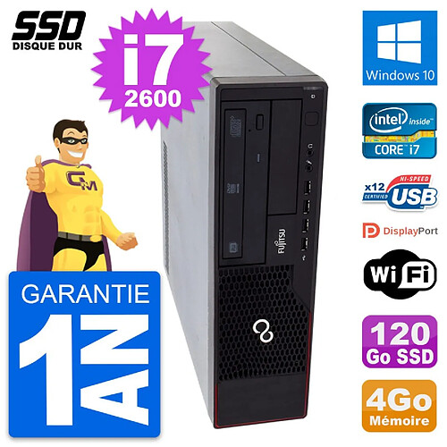 PC Fujitsu Esprimo E910 DT Intel Core i7-2600 RAM 4Go SSD 120Go Windows 10 Wifi · Occasion