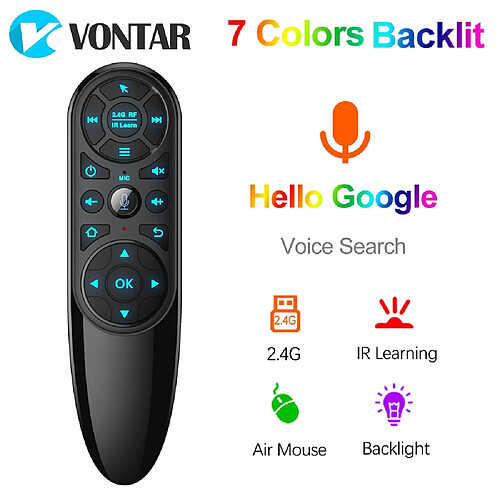 Universal Q6 Télécommande vocale professionnelle 2.4G Souris d'air sans fil Gyro Apprentissage infrarouge Android TV Boîte H96 x96 Max Plus x96 Mini | Télécommande(Le noir)