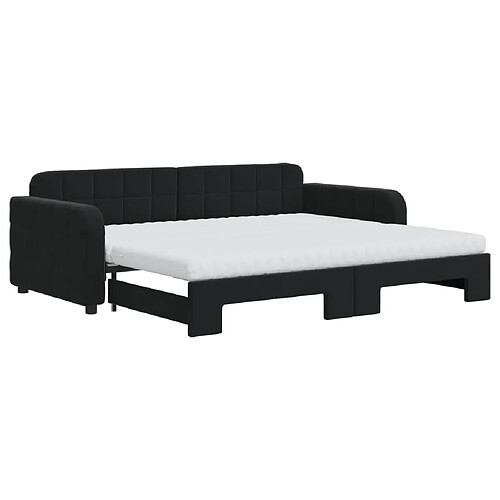 Maison Chic Lit d'appoint avec gigogne et matelas | Lit de jour | Lit de repos noir 90x200 cm velours -GKD53580