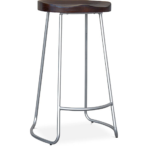 ICONIK INTERIOR Tabouret de bar - Design industriel - Bois et métal - 76 cm - Aiyana Acier