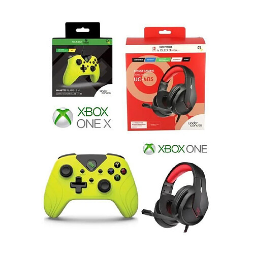 Under Control Casque Gamer PRO UC40 GAMER XBOX ONE/S/X/PC MUTI PLATEFORMES + Manette XBOX ONE-S-X-PC JAUNE POP