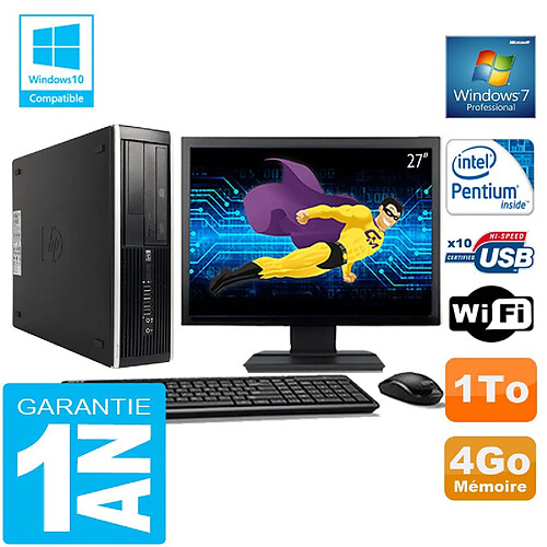 PC HP Compaq 8300 SFF Intel G850 Ram 4Go Disque 1 To Wifi W7 Ecran 27" · Occasion