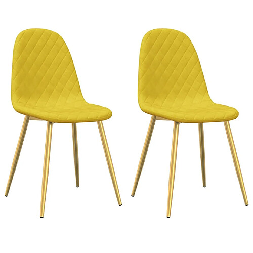 Maison Chic Lot de 2 Chaises à manger | Chaise de salle à manger cuisine Jaune moutarde Velours -GKD38174