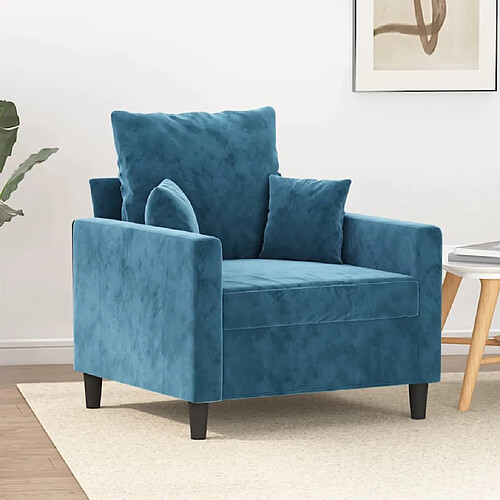 vidaXL Fauteuil Bleu 60 cm Velours