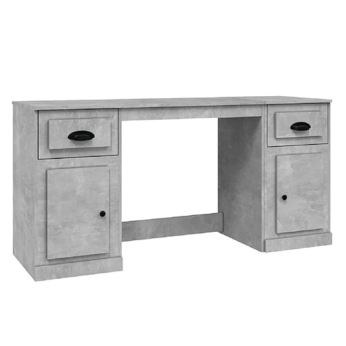 Maison Chic Bureau avec armoire de rangement,Table de travail,Table d'étude gris béton bois d'ingénierie -GKD64582