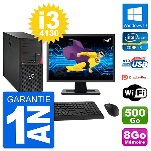 PC Tour Fujitsu P720 Ecran 19" Core i3-4130 RAM 8Go Disque 500Go Windows 10 Wifi · Occasion