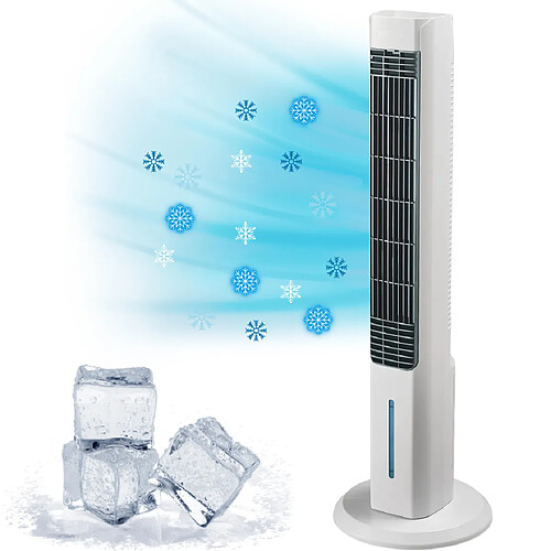 TOUR POLAIRE DELUXE - POWER TOWER Ventilateur mobile 4 niveaux/ Veilleuse Led 3 intensités - VENTEO - Refroidisseur par évaporation jusqu'à 16heures de refroidissement - Réservoir 1.5L + pain de glace réutilisable