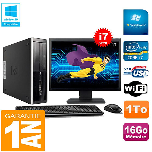 PC HP Compaq Pro 6300 SFF I7-3770 16Go 1To Graveur DVD Wifi W7 Ecran 17" · Occasion