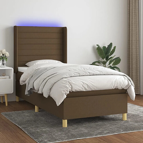 Sommier à lattes et matelas LED,Cadre à lattes de lit pour Adulte Marron foncé 80x200cm Tissu -MN15387