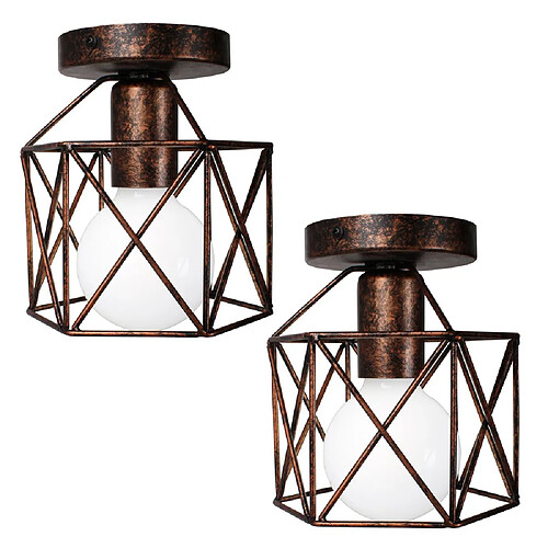 STOEX Plafonnier vintage industrielle design forme cage cube lampe de plafond mé