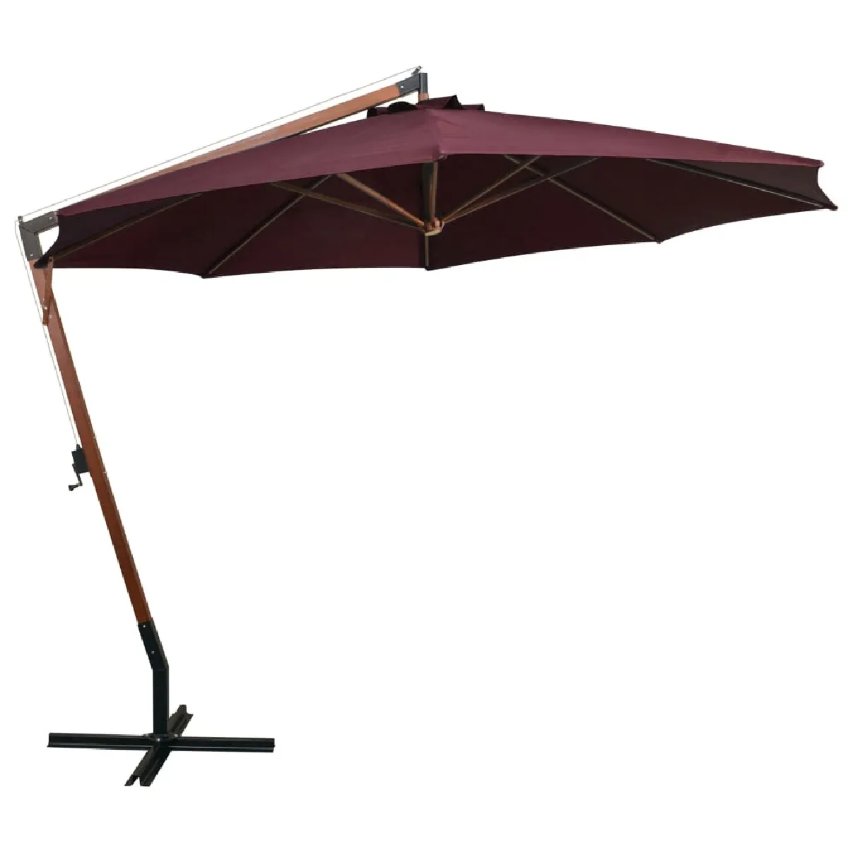 Maison Chic Parasol Jardin | Parasol suspendu avec mat Rouge bordeaux 3,5x2,9m Bois de sapin - GKD69354