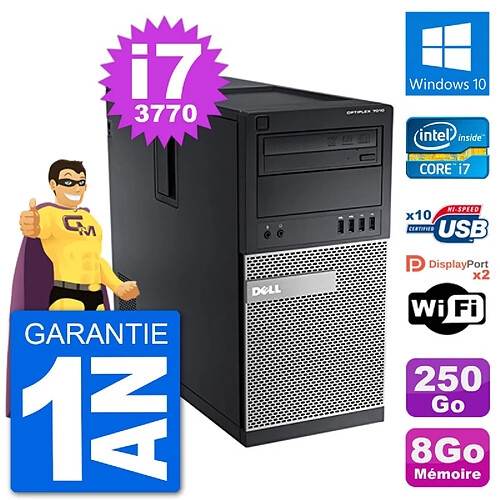 PC Tour Dell 7010 Intel Core i7-3770 RAM 8Go Disque Dur 250Go Windows 10 Wifi · Occasion