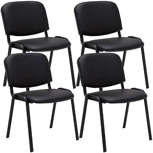 Decoshop26 Lot de 4 chaises visiteur empilable zone d'attente en PVC noir piètement à 4 pieds en métal noir 10_0003188