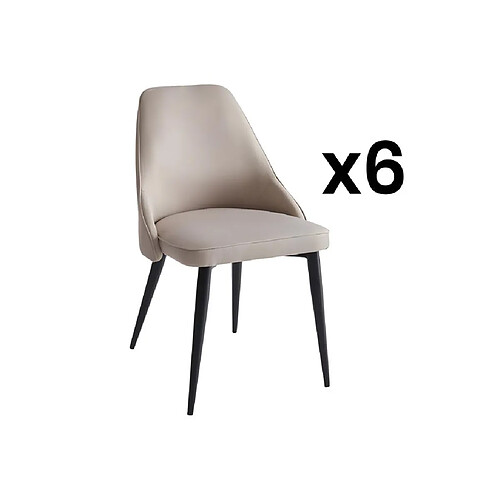 Vente-Unique Lot de 6 chaises en tissu et métal - Crème - EZRA