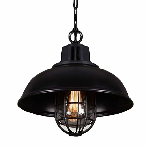 Stoex Suspension Lustre Abat-jour en Métal Loft Style Lampe Chandelier Industriel Vintage Pendentif Lumière E27, Noir