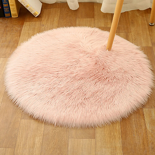 LUUCOZK Tapis Moelleux en Fausse Fourrure Tapis Shaggy pour Chambre à Coucher Salon-Rose Clair-180 cm de diamètre