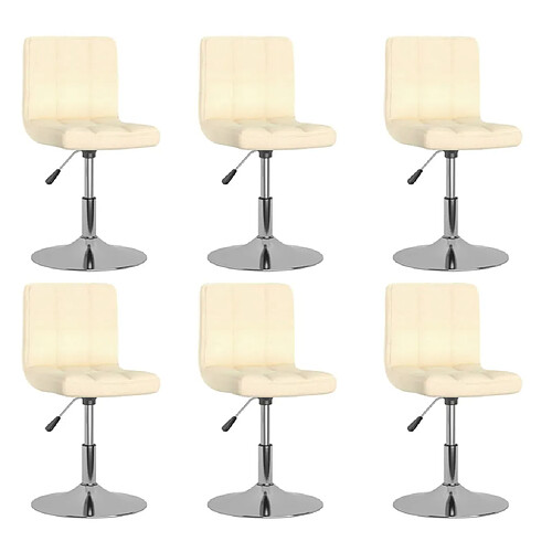 vidaXL Chaises pivotantes à manger lot de 6 Crème Tissu