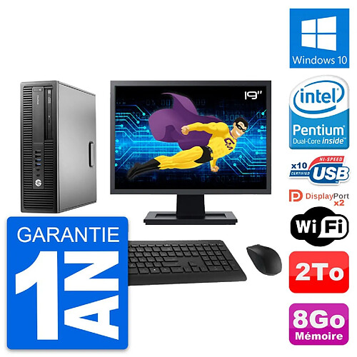 PC HP EliteDesk 800 G2 SFF Ecran 19" G4400 RAM 8Go Disque 2To Windows 10 Wifi · Occasion