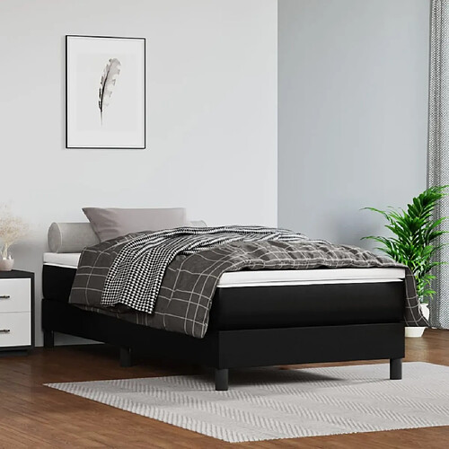 vidaXL Matelas de lit à ressorts ensachés Noir 90x200x20 cm Similicuir