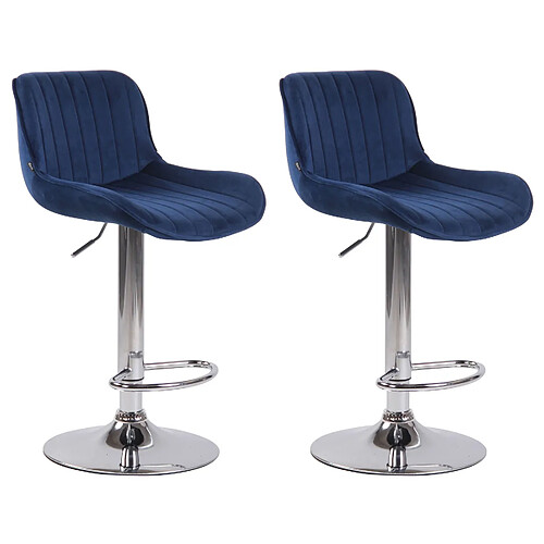 Non Lot de 2 tabourets de bar Lentini velours chrome